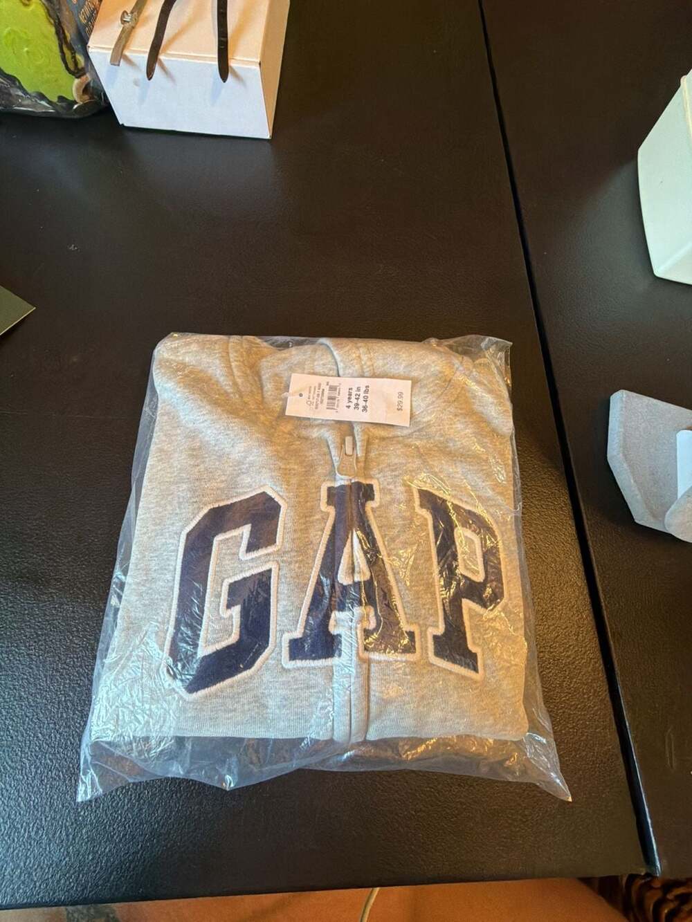 Gap Kids Logo Zip-Up Hoodie Light Gray 4 Years